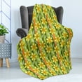 thumbnail image 4 of Daffodil Soft Flannel Fleece Blanket, Modern Daffodils Illustration Striped Setting Vitality Inner Focus Herbal Theme, Cozy Plush for Indoor and Outdoor Use, 50" x 60", Green Yellow, by Ambesonne, 4 of 5