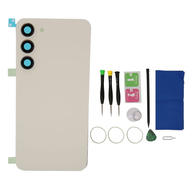 Kit de herramientas de reparación profesional para Samsung Galaxy S23 Plus, cubierta trasera de cristal con lente de cámara preinstalada, color blanco
