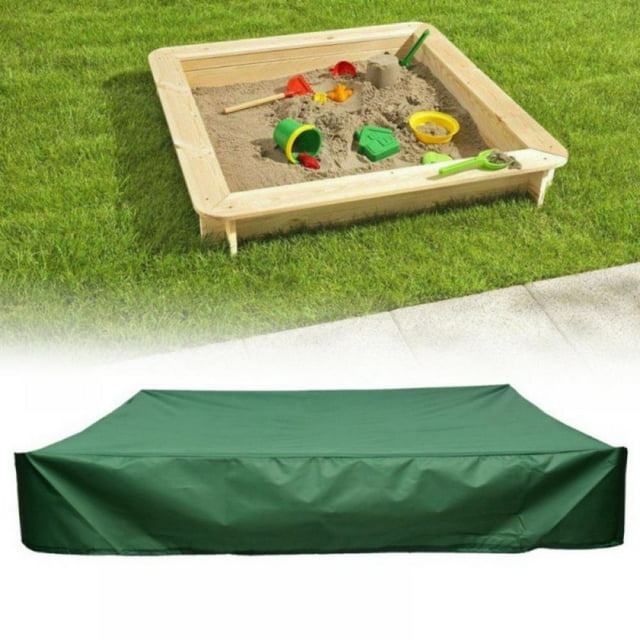 Sandbox Cover with Drawstring Square Dustproof Protection Beach Sandbox Waterproof Sandpit Pool Cover (Green 78.74” x 78.74”)