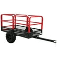 thumbnail image 5 of AOILE Garden Dump Cart 1500 LBS Capacity 22 Cu.ft Heavy Duty Steel ATV Trailer, Pull Behind Yard Wagon with 2 Wheels, for Lawn Mower Tractor UTV, Red+Black, 5 of 10