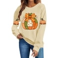 thumbnail image 5 of Mifsaly Halloween Sweatshirts for Women Fall Vintage Graphic Crewneck Sweatshirt Casual Oversized Long Sleeve Pullover Top for Autumn Everyday Khaki,XS, 5 of 7