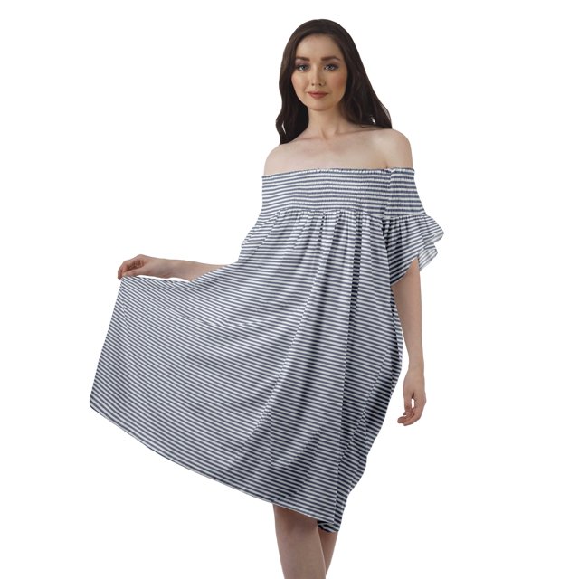 Moomaya Robes de Soirée pour Femmes Grande Taille à Manches Volantées Vêtements Décontractés