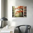 thumbnail image 3 of Shiartex  Nature Home Decor Fake Window View of Orange Misty Autumn Forest Hanging Prints for Living Room Wall Decorations - 20x16 in/16x12 in, 3 of 4