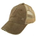 thumbnail image 2 of CC Everyday Distressed Trucker Mesh Summer Vented Baseball Sun Cap Hat Olive, 2 of 4