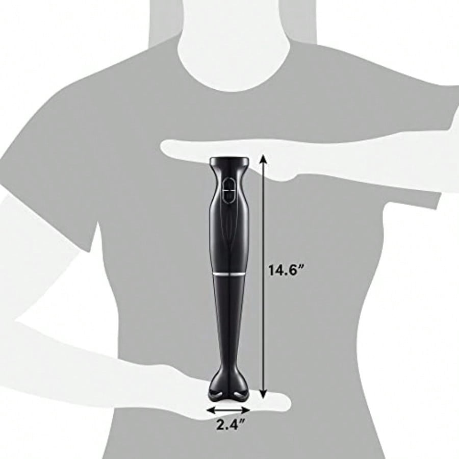 Immersion Hand Blender 300 Watts 2 Speed Mixing with Detachable Blades Detachable Wand Stick Mixer Smoothies Baby Food Soup Charcoal Black