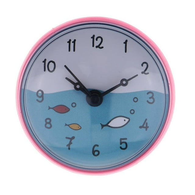 GUOOL Shower Bathroom Kitchen Wall Clock Waterproof Colorful Home Decor - Red, 75x35mm A-Pink