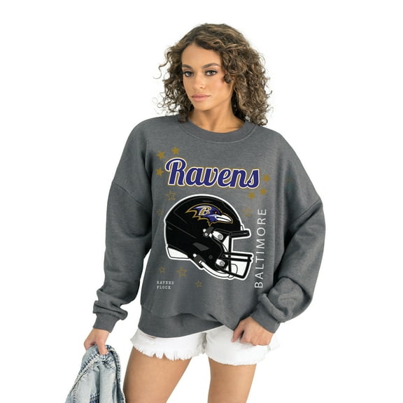 Women's Gameday Couture Gray Baltimore Ravens Ready to Rumble Premium Fleece Pullover Sweatshirt