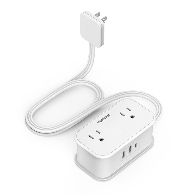 Regleta de alimentación TESSAN Travel de 3 pies con 4 salidas, 3 USB (1 USB C)