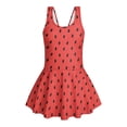 thumbnail image 4 of Xixirimido Red Watermelon Print Girls One Piece Swimsuits Sleeveless Swim Dress for Girls Skirted Bathing Suit Hawaiian Skirt Swimwear UPF 50+ Sun Protection, 5-6 Years, 4 of 7