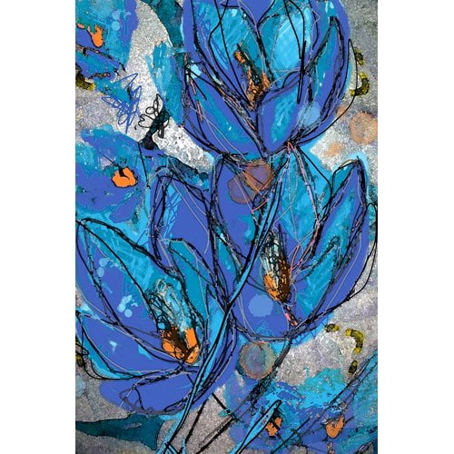 Sketch Cyanine Blue Painting Print on Wrapped Canvas