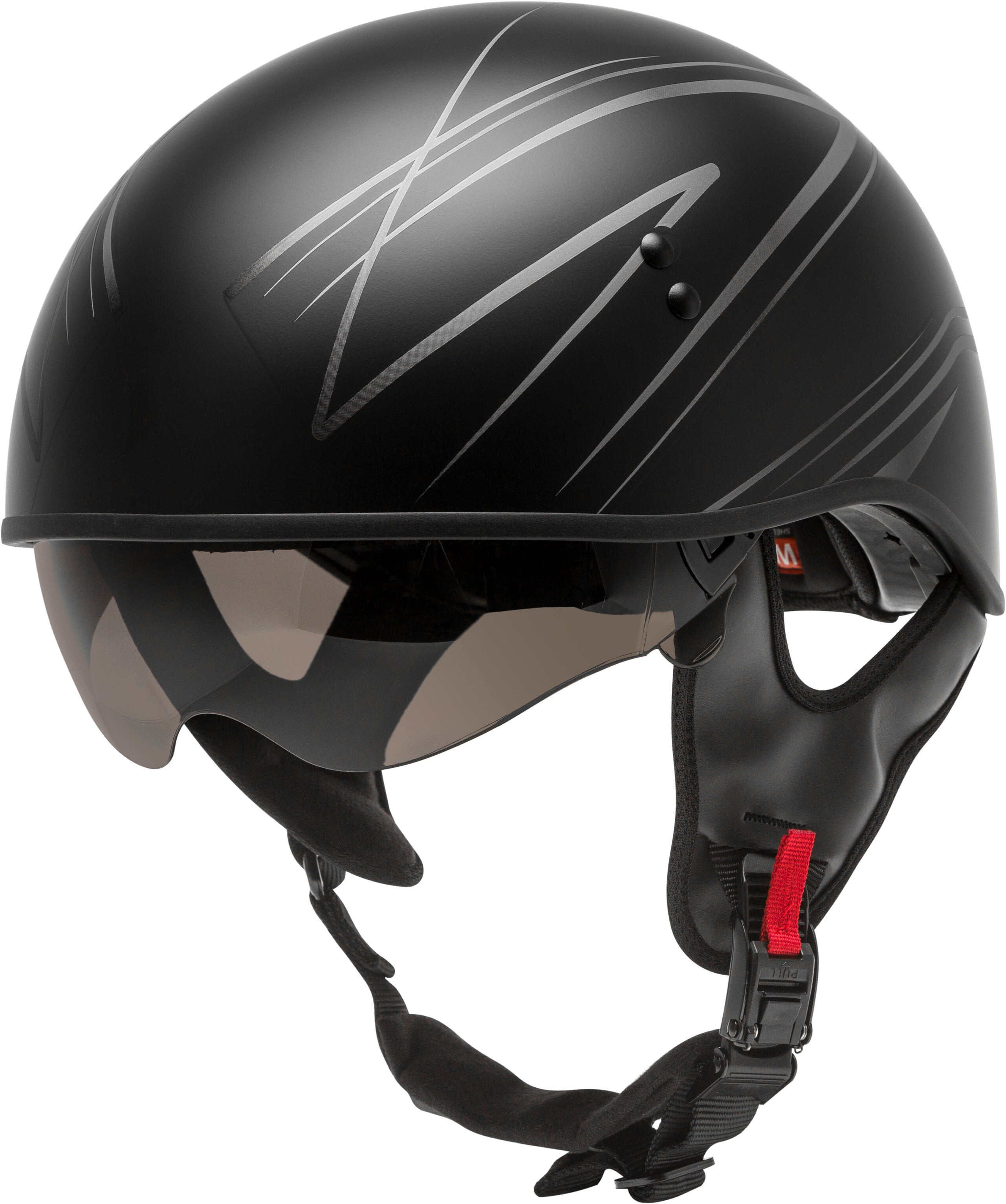 GMAX HH-65 Naked Torque Flat Black/Silver Half Helmet 