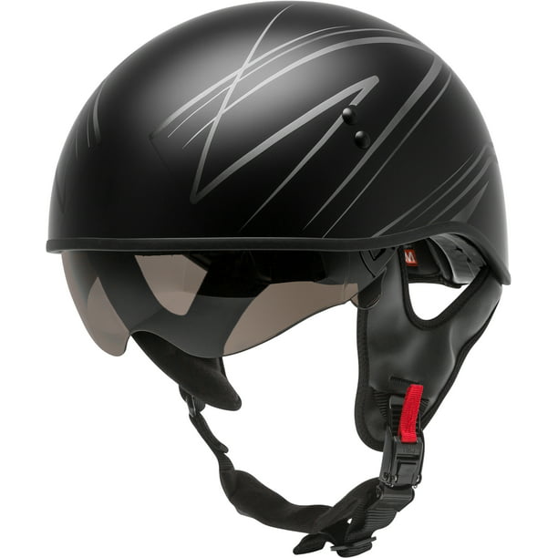 Gmax HH-65 Half Helmet Pin Naked Matte Black Dark Silver 