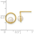 thumbnail image 2 of 14K Yellow Gold Madi K Open Circle 5mm Freshwater Cultured Pearl Post Earrings (10.01 X 9.85) Made In Spain se3041, 2 of 5