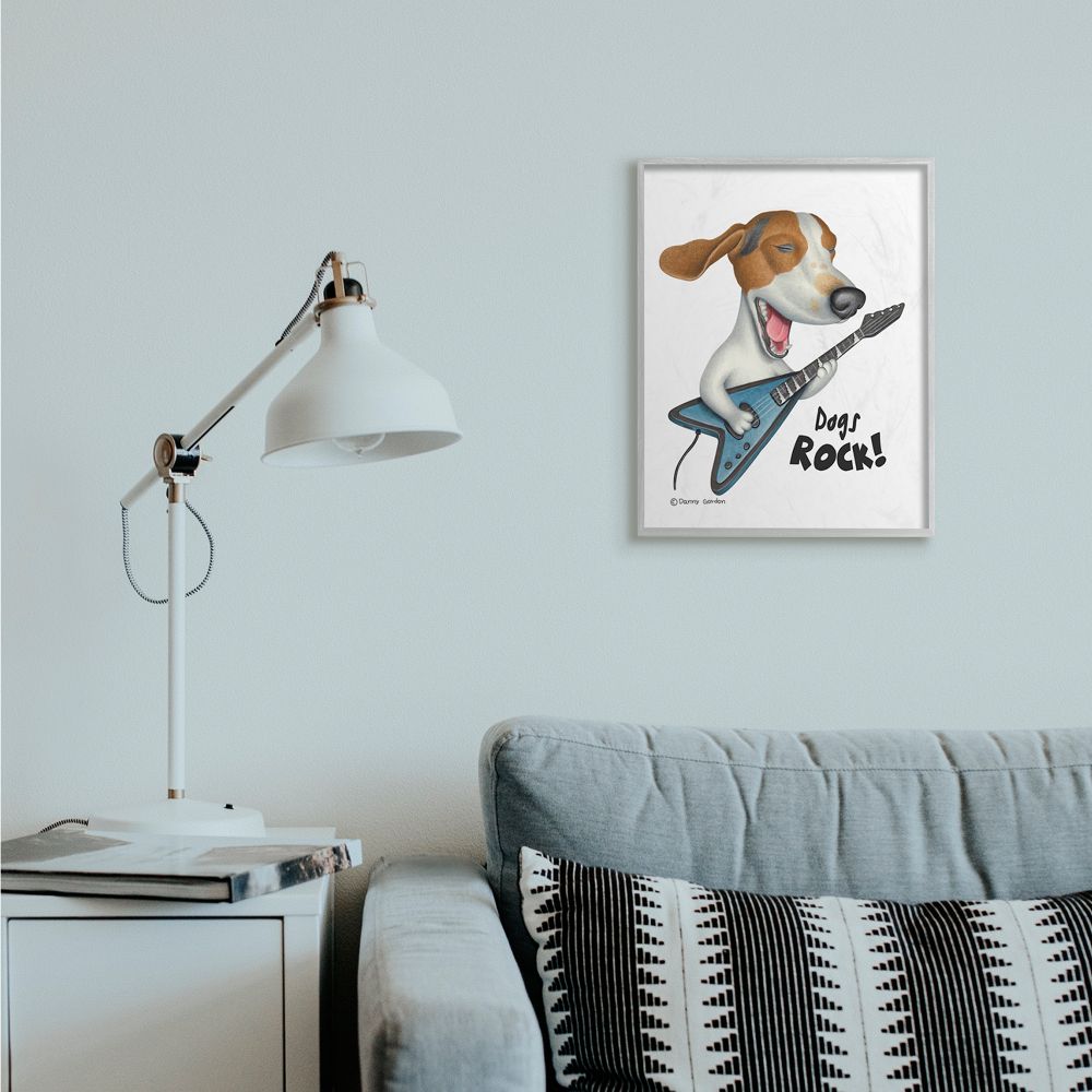 Stupell Industries Beagle with Guitar 'Dog's Rock' Musical Inspiration Designed by Danny Gordan