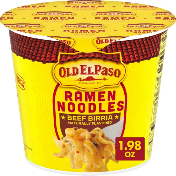 Old El Paso Ramen Noodles, Beef Birria Flavor, Microwave Soup Cup, 1.98 oz