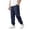 czb# Navy233, variant on CUZIBR Boys Linen Jogger Pants Elastic Drawstring Waist Ankle Cuff Casual Trousers With Pockets Soft Breathable Loose Fit Bottoms For Kids School Outdoor Walking Dailywear,Black,9-10 Years