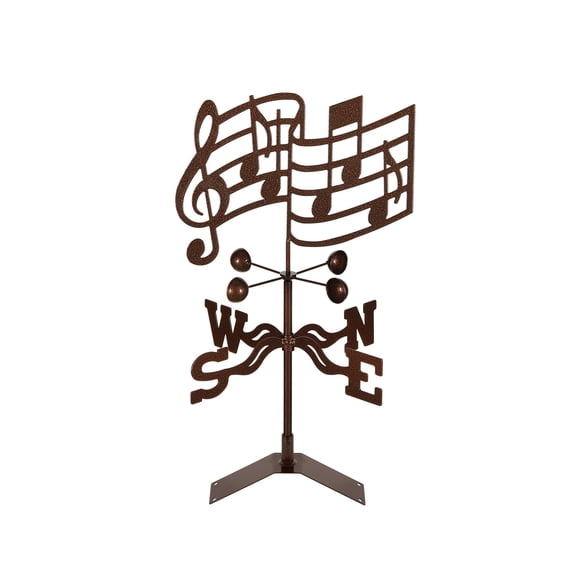 EZ Vane Musical Notes Weathervane — Roof Mount, Wind Cups, Antique Copper Finish, Steel with Durable Triple Powder Coating, Handcrafted in USA
