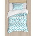 thumbnail image 1 of Clouds Duvet Cover Set Twin Size, Blue Ornate Sky Element Motifs on White Background Weather Theme, Decorative 2 Piece Bedding Set with 1 Pillow Sham, Turquoise Pale Blue White, by Ambesonne, 1 of 3