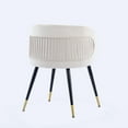 thumbnail image 4 of Velvet Accent Chair, Modern Upholstered Side Chair with Metal Feet, Barrel Chair Vanity Chair with Unique Back Design for Living Room Bedroom Office, White, 4 of 7