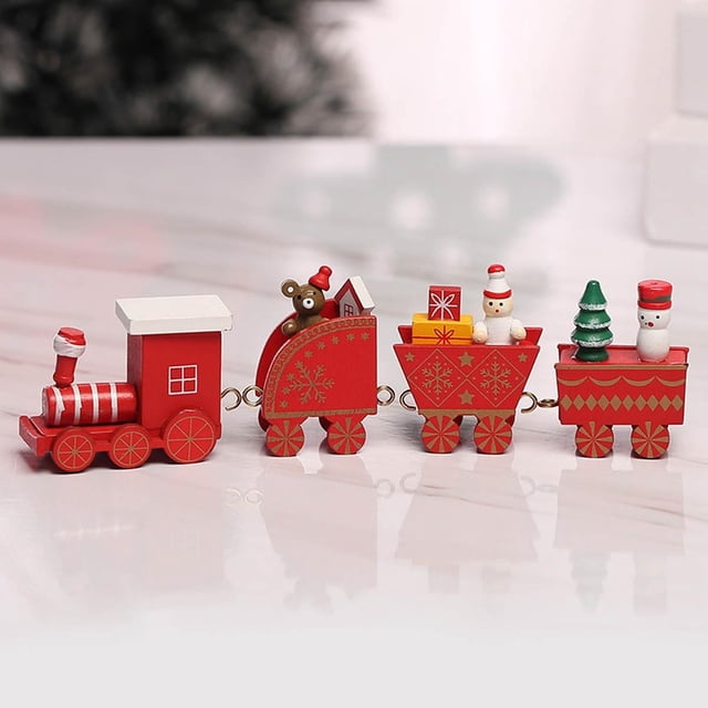 Ornament Wooden Train Toy For Christmas Tabletop Room Decoration Optional Color
