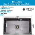 thumbnail image 6 of Strictly Kitchen and Bath Undermount 32 Inch Black Workstation Kitchen Sink with Accessories & Single Strainer Square Drain, 6 of 10