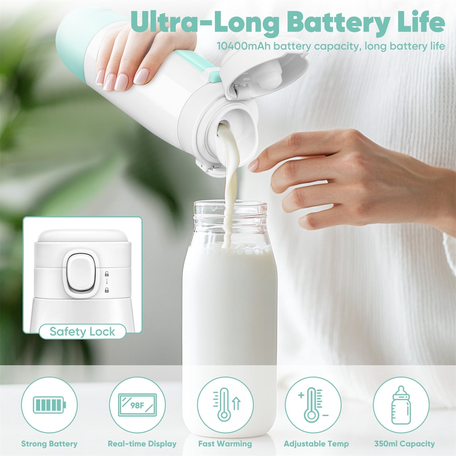 Portable Bottle Warmer for Travel,Portable Milk Warmer for Baby - Quick Heating, Preset Modes, Precise Temperature Control,Dual Heating Modes for Milk & Water