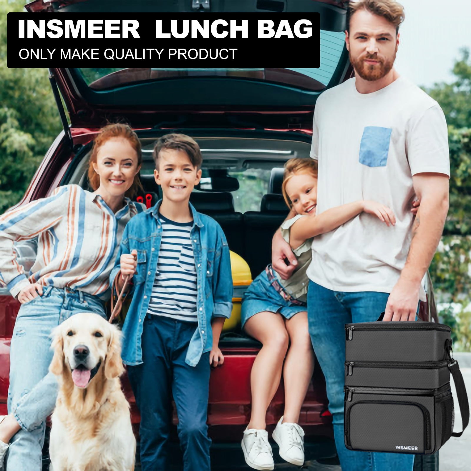 INSMEER Insulated 21 Qt Lunch Bag for Men, Leakproof with 3 Compartments, for Work, Beach, Picnic