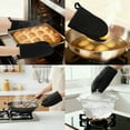 thumbnail image 2 of Unique Bargains Oven Mitts Heat Resistant Cooking Gloves Black 7.9x5.7inch, 2 of 6