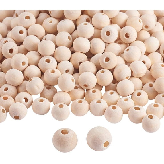500pcs 10mm Natural Round Wooden Beads Assorted Round Wood Ball Loose Spacer Beads for DIY Jewelry Craft Making Home Decorations Party Decorations