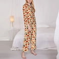 thumbnail image 3 of Picia Halloween Donut Pattern Women’s Long-Sleeve Sleepwear Set - Soft 2-Piece Loungewear with Pockets, Comfy PJs for Relaxing Nights-Large, 3 of 7