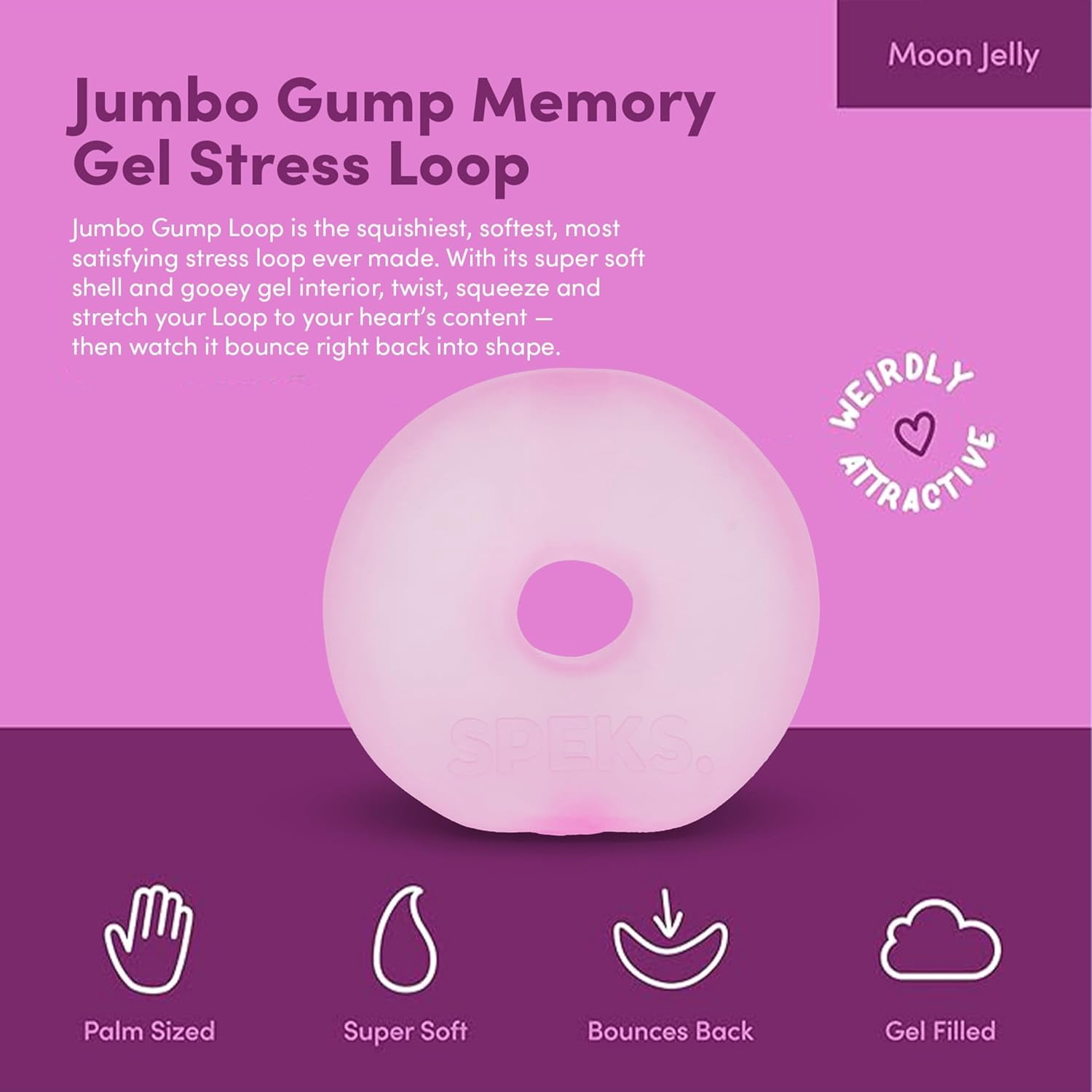 Gump Jumbo Loop Gel-Filled Stress Balls, Squeeze Toys for Adults Stress Relief & Focus (Cyan+Purple)