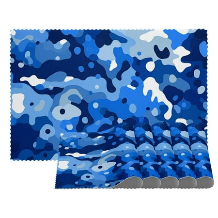 

Placemats Set of 6 Non Slip Washable Table Placemats Abstract Blue Camoflage