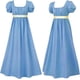 thumbnail image 5 of Maxi vestidos para mujer con cinturón de satén con volantes y manga abombada, vestido formal de fiesta de graduación, 5 of 5