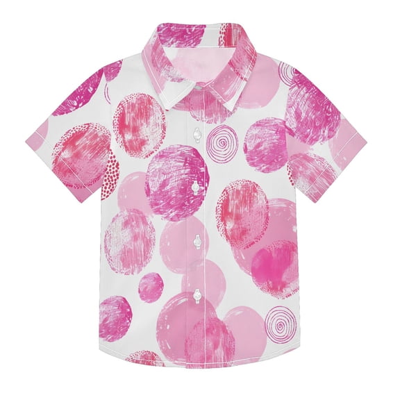 Dailycode Small Short Sleeve Button Down Shirts Circles and Polka Dots Casual Shirt 3-10 Years