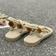 thumbnail image 6 of KEGIRLOM Women's Fashion Casual Spring And Summer Style Solid Color Rope Comfortable Breathable Round Toe Open Toe Flat Sandals Beige 6, 6 of 9