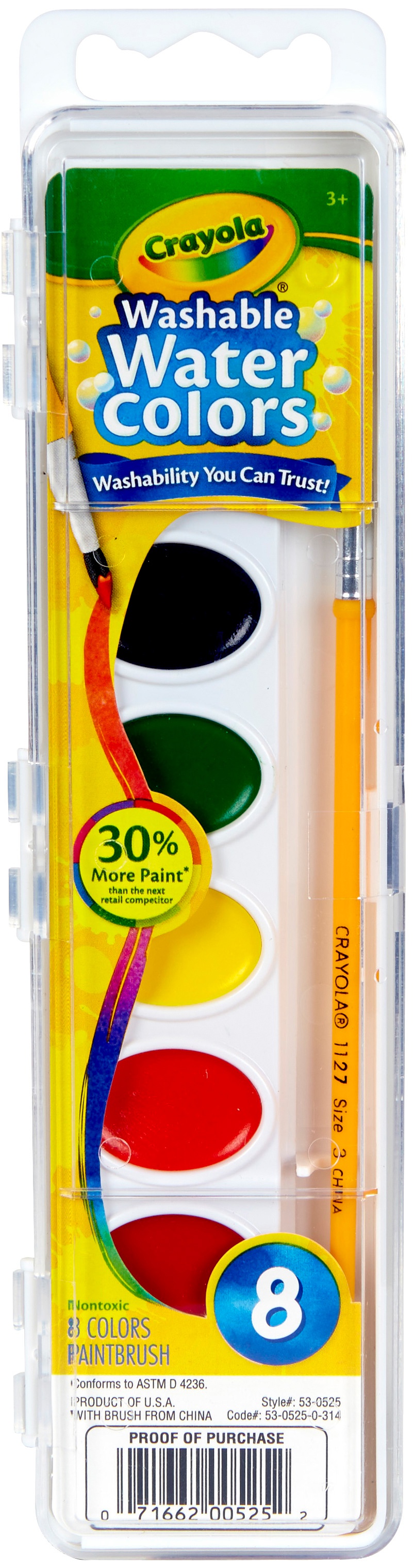 Crayola Washable Watercolors 8 Colors, Multipack Of 6-