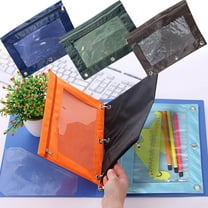 Pencil Case Zipper Pouch | Transparent PVC Storage Bag | 3-Hole Binder Compatible | Large Capacity | Detachable Folder | Double Compartment | 25 x 18 cm | Metal Zipper | Stationery Organizer
