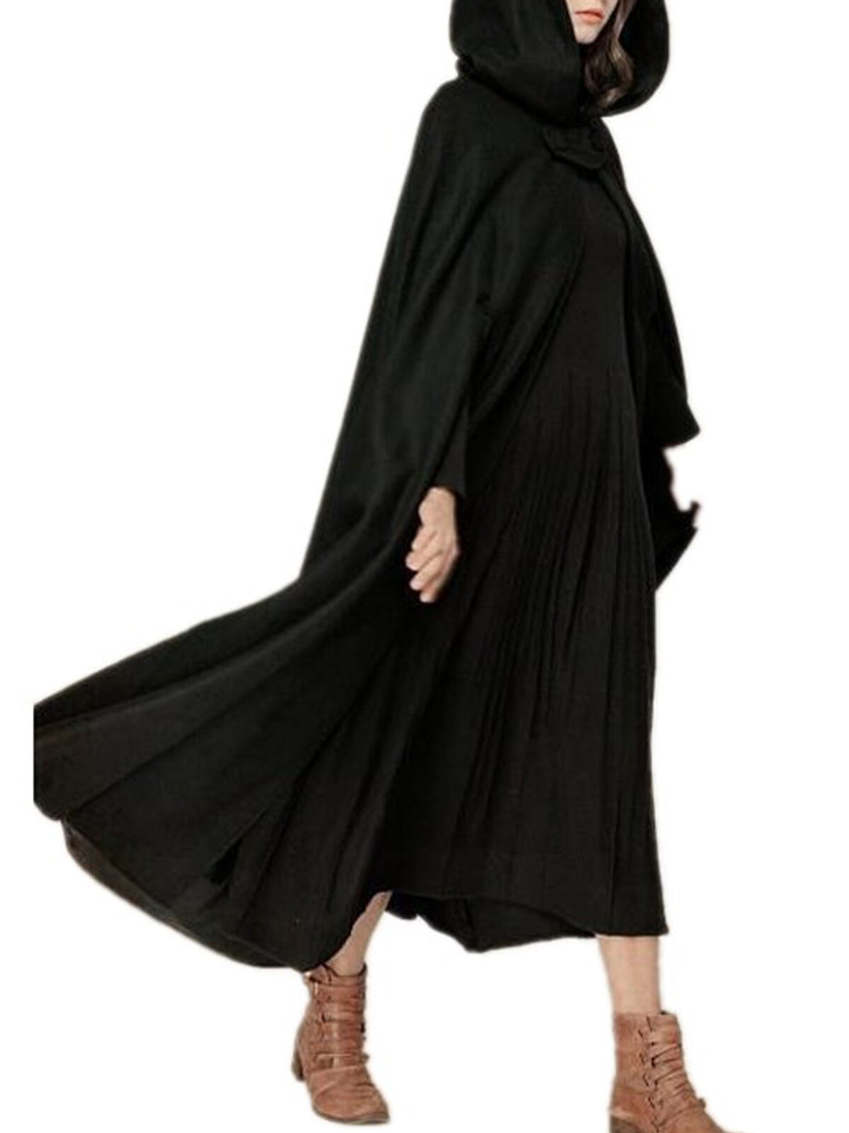 Women Gothic Black Cloak Costume Clothes Lady Punk Shawl Loose Tops Outwear Coat 