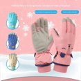 thumbnail image 4 of Hotiary Boys and Girls’ Kitten Print Waterproof and Velvet Thickened Autumn and Winter Children's Ski Gloves for 6-12 Years Old, 4 of 4