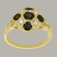 thumbnail image 3 of LBG British Made Real Solid 9k Yellow Gold Natural Green Tourmaline & Diamond Womens Engagement Ring - 33 size options - Size 6.25, 3 of 6