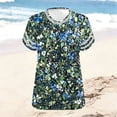 thumbnail image 5 of Plus Size Tops for Women Vintage Print T-Shirts Short Sleeve V Neck Shirts Summer Casual Loose Blouse Beach Vacation Outfits, 5 of 6