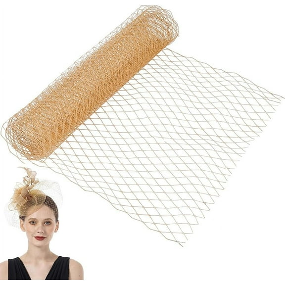 1pc Big Eye Mesh Polyester Organza Veil For Wedding Dress Headdress Accessories Moccasin 25x0.03cm 2 yards/pc