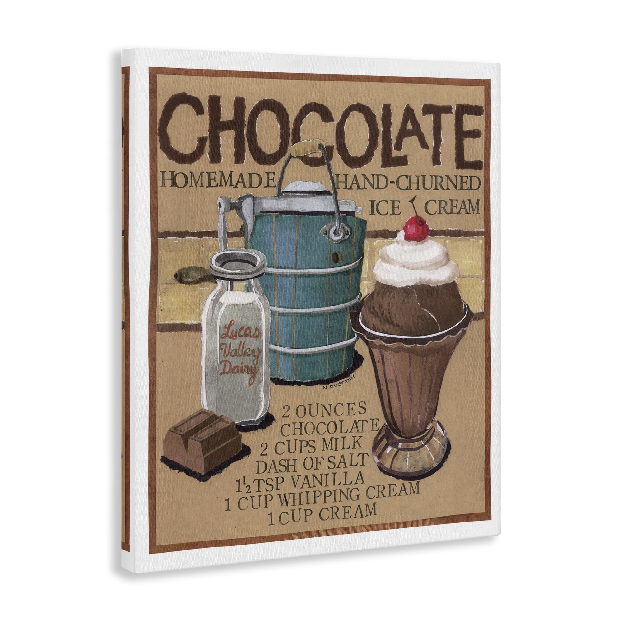 Stupell Industries Chocolate Ice Cream Food & Beverage Painting Gallery Wrapped Canvas Art Print Wall Art, 30 x 40