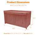 thumbnail image 2 of MENGFANYU-75-Gallon Outdoor Solid Wood Deck Box, 44.5-Inch Outdoor Storage Bench, Deck Box with Sealed Hinge Lid, 2 of 4