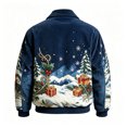 thumbnail image 5 of Sorvello Men's Boho Corduroy Christmas Pixel Print Full Zip Jacket Long Sleeve Loose Fit Collared Coat Top Winter Outerwear with Pockets for Men 2026 Blue XL, 5 of 5