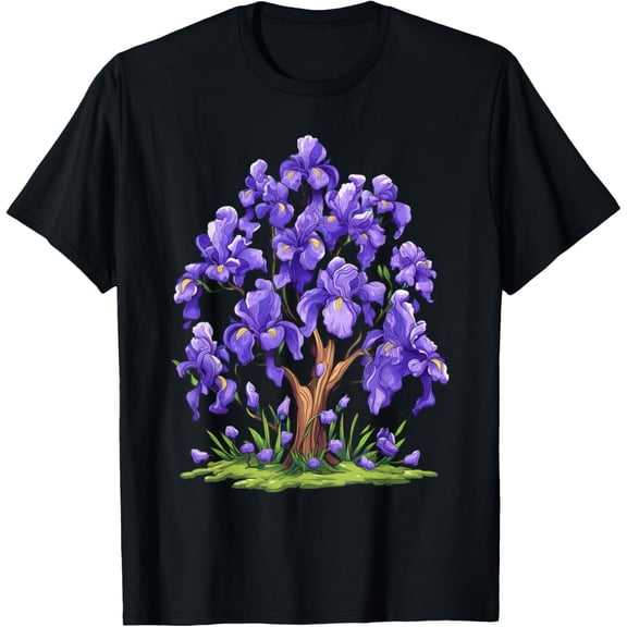 Exquisite and comfortable-Iris Flowers Tree Floral T-Shirt