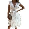 thumbnail image 2 of Robe Formelle en Dentelle Filet Filée Été Découpée Robe Trapèze pour Mariage, 2 of 13