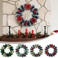 thumbnail image 1 of Corona de Navidad artificial | Decoración de las Navidades de Invierno | Corona de plástico verde de 11" con bayas rojas, flores con purpurina, lazo | Puerta principal, chimenea, interior exterior, 1 of 6