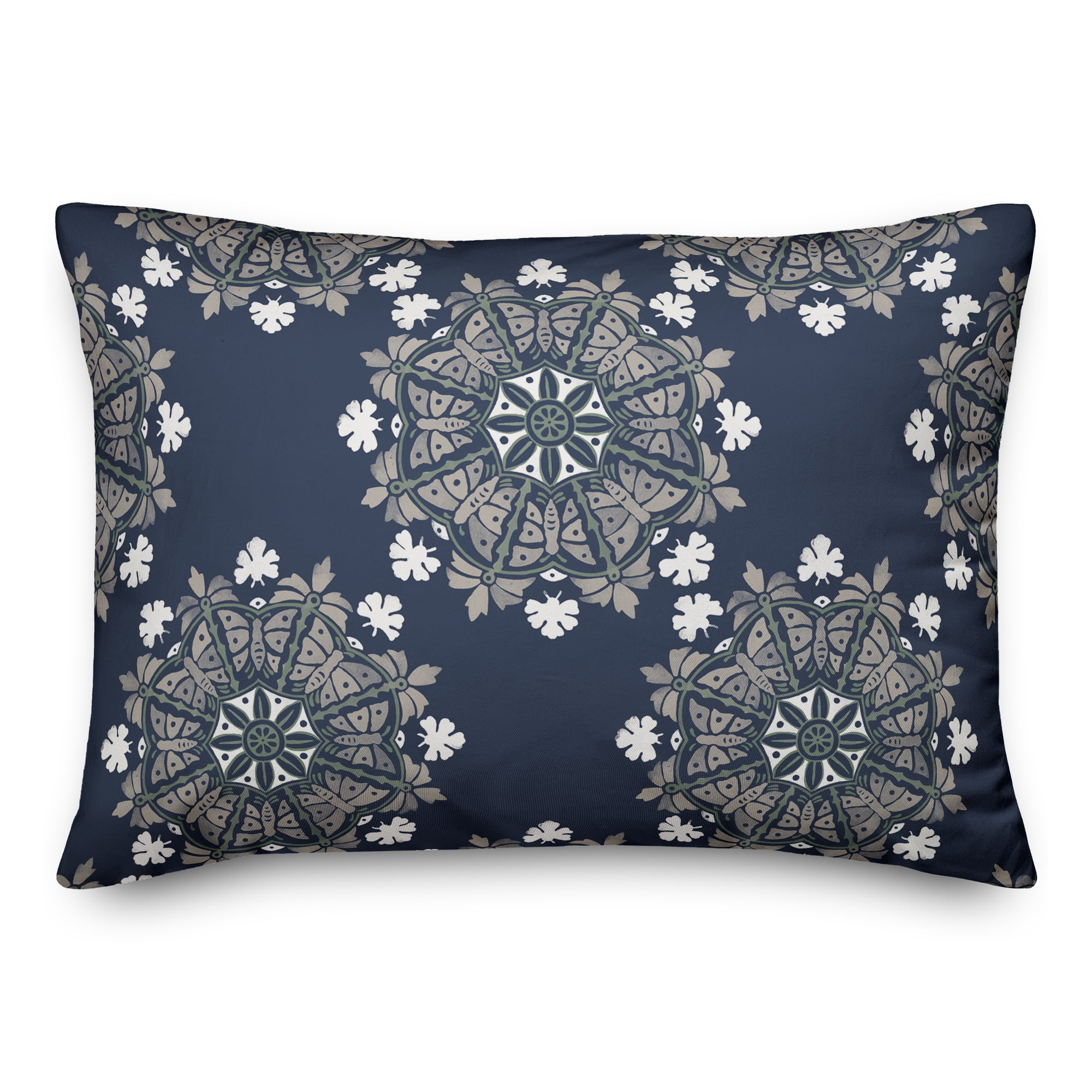 Creative Products Gray Medallions on Blue 14x20 Indoor / Outdoor Pillow