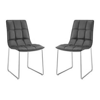 Casabianca Home Leandro Set of 2 Polyurethane Leather Dining Chairs - Black
